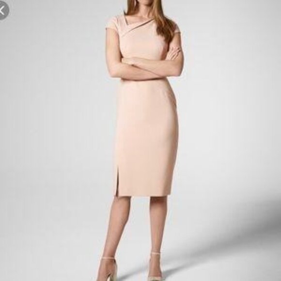 LK Bennett Blush Pink Sisi Sheath Dress 12 - Picture 1 of 7